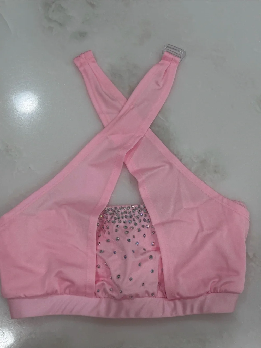 Soft Pink Dallaswear Halter Neck Rhinestone Top & Shorts NFL Dance Audition Set